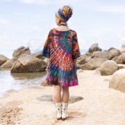 Plus Size Tie-Dye V-Neck Tee: Psychedelic Boho Festival Shirt - Ninive - Image 3