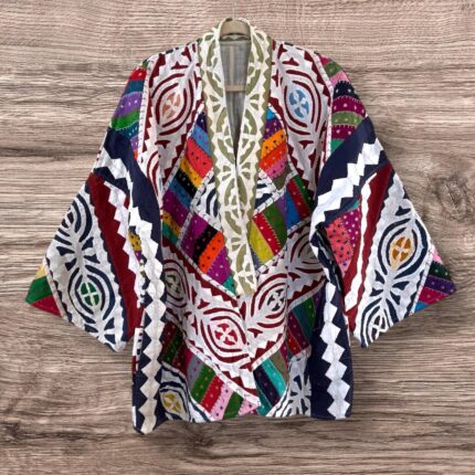 Handmade Patchwork Kimono Jacket: Embroidered Boho Bohemian Cover-Up - Willow