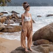 Boho Cotton Kimono Robe & Harem Pants Set - Copper Dusk Willow - Image 5