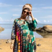 Plus Size Tie-Dye Jumpsuit: Jungle Twilight Boho Romper - Sadie - Image 4