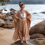 Handmade Raw Cotton Harem Pants: Copper Dusk Boho Festival Fashion - Spiritu - Image 4