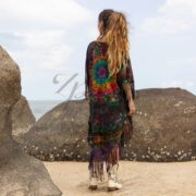Handmade Tie-Dye Tunic Dress: Boho Fringe Poncho - Size Inclusive - Arlo - Image 3