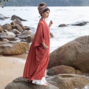 Handmade Cotton Kimono Robe: Plus Size Boho Duster, Canyon Clay - Willow - Image 2