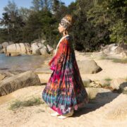 Handmade Tie-Dye Kimono Robe: Cosmic Burst Boho Cotton Duster - Aurora - Image 2