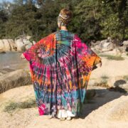 Handmade Tie-Dye Kimono Robe: Cosmic Burst Boho Cotton Duster - Aurora - Image 3