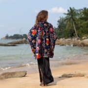 Floral Velvet Kimono Jacket: Plus Size Boho Winter Coat - Mei - Image 3