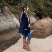 Indigo Velvet Kimono Jacket: Boho Chic Cotton Lined Coat - Mei - Image 2