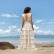 Boho Wedding Dress: Ruffled Raw Cotton Gown, Plus Size - Norine - Image 3