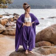 Handcrafted Cotton Kimono & Harem Pants Set - Plus Size Boho Duster - Willow