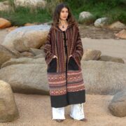 Patchwork Gheri Weave Kimono Duster: Boho Festival Cotton Coat - Ottoman - Image 5