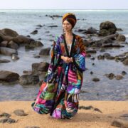 Boho Plus Size Patchwork Kimono Duster: Raw Cotton Mosaic Tie-Dye - Veda - Image 5