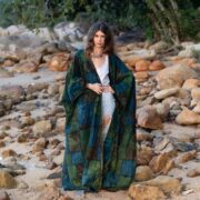Emerald Sky Patchwork Kimono Robe: Boho Cotton Duster Coat - Imperial