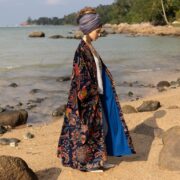 Plus Size Velvet Kimono Duster: Royal Peony Boho Robe - Harper Jade - Image 2