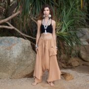 Handmade Copper Dusk Harem Pants: Boho Cotton Yoga Lounge Wear - Ira