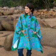 Embroidered Cotton Boho Poncho: Azure Grove Heritage Style - Bosco - Image 4