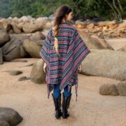 Handwoven Boho Cotton Poncho: Plus Size Heritage Coat - Bosco - Image 3