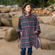 Handwoven Boho Cotton Poncho: Plus Size Heritage Coat - Bosco - Image 4
