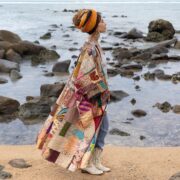 Handmade Rusted Gold Silk Kimono: Boho Patchwork Quilted Duster - Ember - Image 2