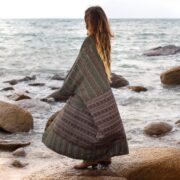 Handwoven Cotton Kimono Robe: Plus Size Boho Duster Coat - Imperial - Image 2