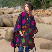 Embroidered Floral Poncho: Boho Chic Heritage Style Cape - Bosco - Image 4