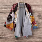 Handmade Patchwork Kimono Jacket: Boho Embroidered Cotton Short Coat - Willow - Image 2