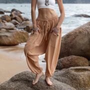 Boho Cotton Kimono Robe & Harem Pants Set - Copper Dusk Willow - Image 6