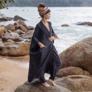 Handmade Raw Cotton Harem Pants: Raven Black Boho Festival Fashion - Spiritu - Image 5
