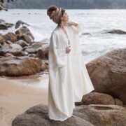 Ivory Shore Whispering Willow Kimono - Plus Size Boho Duster by ZinniaPearl: Handcrafted Luxe Robe, Unique Statement Piece, Perfect Gift - Image 4