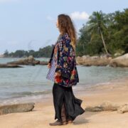 Floral Velvet Kimono Jacket: Plus Size Boho Winter Coat - Mei - Image 2