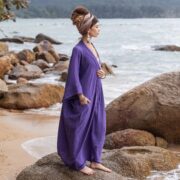 Handcrafted Cotton Kimono & Harem Pants Set - Plus Size Boho Duster - Willow - Image 4