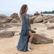 Sea Slate Ondine Net Mesh Weave Dress - Boho Beach Cover-Up | Handcrafted Elegance | Versatile Kaftan | Plus-Inclusive | Flowy & Chic Style - Image 2