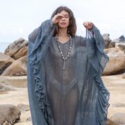 Sea Slate Ondine Net Mesh Weave Dress - Boho Beach Cover-Up | Handcrafted Elegance | Versatile Kaftan | Plus-Inclusive | Flowy & Chic Style - Image 4