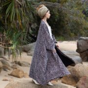 Plus Size Velvet Kimono Duster: Smokey Jaguar Boho Robe - Harper Jade - Image 8