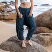 Plus Size Boho Kimono Set: Cotton Duster Jacket and Harem Pants - Willow - Image 6