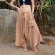 Handmade Copper Dusk Harem Pants: Boho Cotton Yoga Lounge Wear - Ira - Image 4