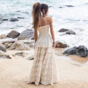 Handmade Raw Cotton Boho Wedding Dress: Strapless Ruffle Maxi - Savana - Image 3
