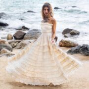 Handmade Raw Cotton Boho Wedding Dress: Strapless Ruffle Maxi - Savana - Image 4