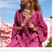 Plus Size Mauve Cotton Kimono Duster: Boho Beach Coverup - Aimee - Image 10