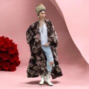 Velvet Kimono Robe: Antique Rose Floral Duster, Reversible Boho Coat - Harper Jade - Image 5