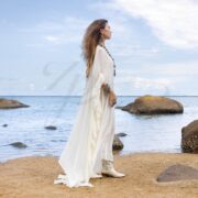 Lunar Glow Mesh Kaftan Dress: Boho Beach Cover-Up | Sheer Cardigan | Flowing Versatile Style | Bold Flirtatious | Ondine by ZinniaPearl - Image 2