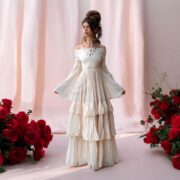 Boho Off-Shoulder Wedding Dress: Opal Cream Cotton Maxi Gown - Lucia - Image 7