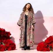 Velvet Kimono Robe: Plus Size Boho Duster Coat, Meadowfire Floral - Harper Jade - Image 5