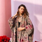 Velvet Kimono Robe: Plus Size Boho Duster Coat, Meadowfire Floral - Harper Jade - Image 8