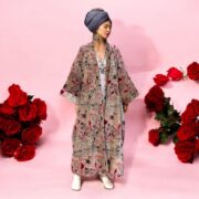 Velvet Kimono Robe: Plus Size Boho Duster Coat, Meadowfire Floral - Harper Jade - Image 9