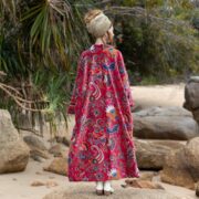 Floral Velvet Kimono Duster: Boho Chic Cotton Jacket - Mai - Image 9