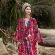Floral Velvet Kimono Duster: Boho Chic Cotton Jacket - Mai - Image 10