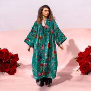 Floral Cotton Velvet Kimono Duster: Long Boho Robe - Mai - Image 5