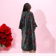 Floral Cotton Velvet Kimono Duster: Boho Robe Jacket - Mai - Image 7