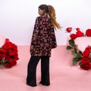 Garnet Rose Velvet Kimono Robe: Boho Floral Cotton Jacket - Mei - Image 7