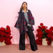 Indigo Peony Velvet Kimono Robe: Boho Floral Cotton Jacket - Mei - Image 6